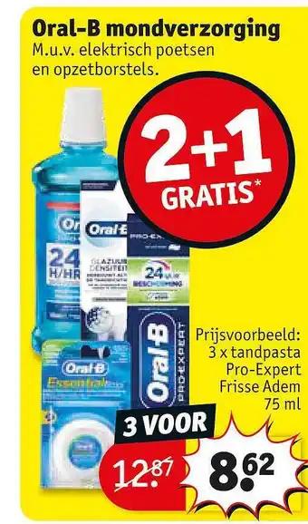 Kruidvat Oral-b mondverzorging 2+1 gratis aanbieding
