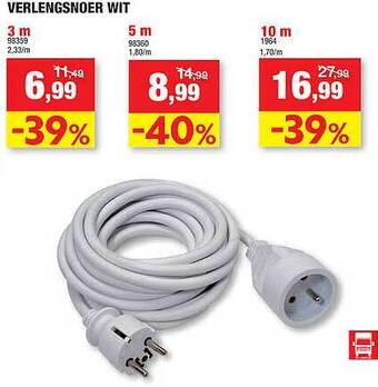 Hubo Verlengsnoer wit aanbieding