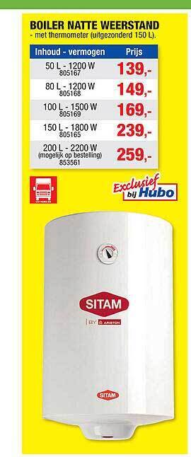 Hubo Boiler natte weerstand aanbieding
