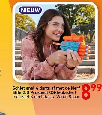 Schiet snel 4 darts af met de nerf elite 2.0 prospect qs-4-blaster