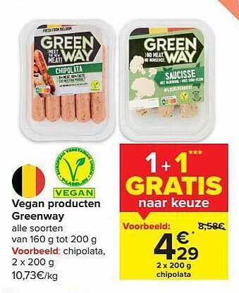Carrefour Vegan producten greenway aanbieding