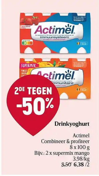 Delhaize Drinkyoghurt actimel 2de tegen -50% aanbieding