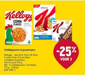 Delhaize Ontbijtgranen of graanrepen kellogg's aanbieding