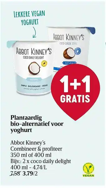Delhaize Pantaardig bio-alternatif voor yoghurt 1+1 gratis aanbieding