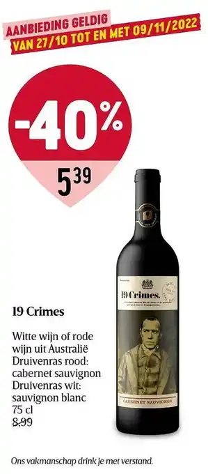 Delhaize 19 crimes witte wijn of rode aanbieding