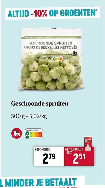 Delhaize Geschoonde spruiten aanbieding