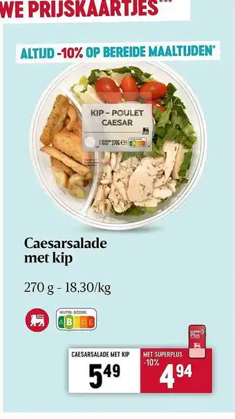 Delhaize Caesarsalade met kip aanbieding