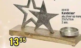 Kandelaar alu zilver op mang