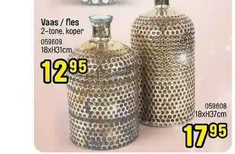 Happyland Vaas fles 2-tone koper aanbieding