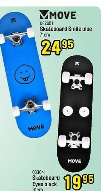 Happyland Skateboard smile blue skateboard eyes black aanbieding