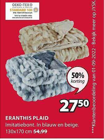 Jysk Eranthis plaid aanbieding