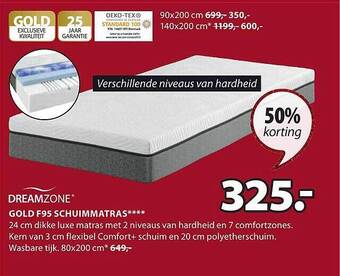 Jysk Dreamzone gold f95 schuimmatras aanbieding