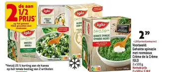 Iglo gehakte spinazie met roomsaus crème de la crème