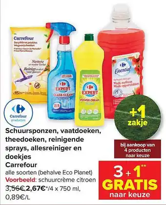 Schuursponzen, vaatdoeken, theedoeken, reinigende sprays, allesreiniger en doekjes