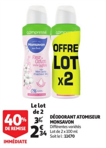 Auchan Deodorant Atomiseur Monsavon aanbieding