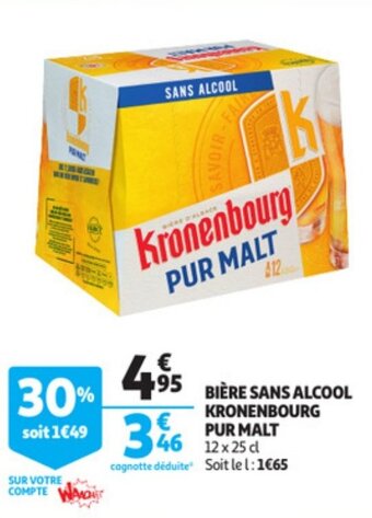 Auchan Biere Sans Alcool Kronenbourg Pur Malt aanbieding