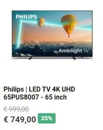 Krëfel Philips | LED TV 4K UHD 65PUS8007-65 inch aanbieding