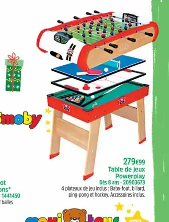 Maxi Toys Smoby Table de Jeux Powerplay 20903673 aanbieding
