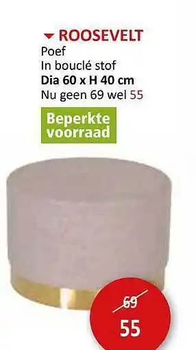 Weba Roosevelt poef in bouclé stof aanbieding