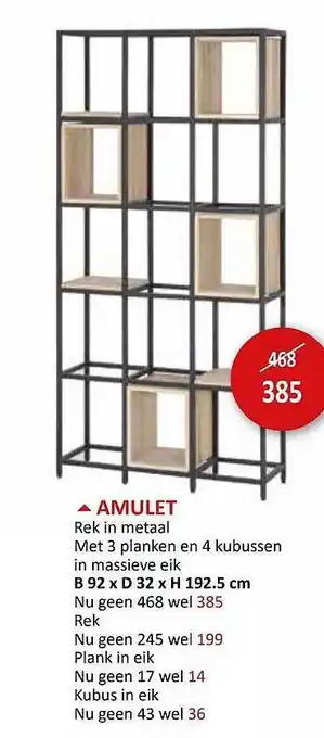 Weba Amulet rek in metaal met 3 planken en 4 kubussen aanbieding