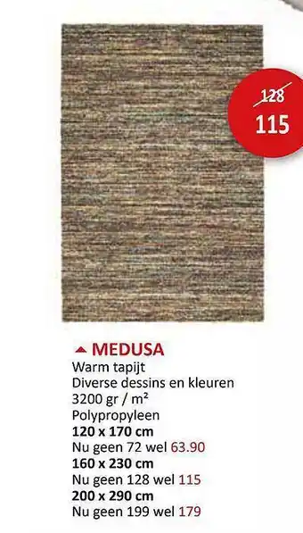 Medusa warm tapijt diverse dessins en kleuren