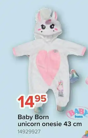 Euroshop Baby born unicorn onesie 43 cm aanbieding