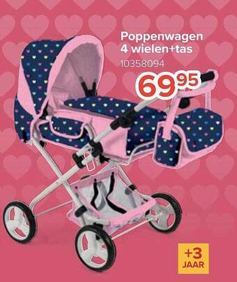 Poppenwagen 4 wielen+tas
