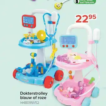 Euroshop Dokterstrolley blauw of roze aanbieding