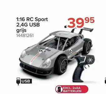 Euroshop 1:16 rc sport 2,4g usb grijs aanbieding