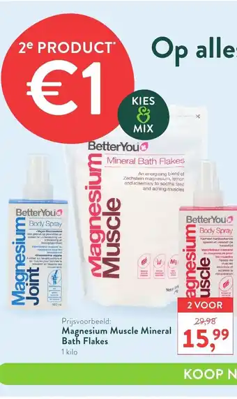 Holland & Barrett Better You Magnesium Muscle Mineral Bath Flakes 1Kilo 2 Voor aanbieding