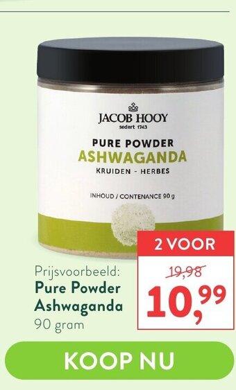 Jacob Hooy Pure Powder Ashwaganda 90gram