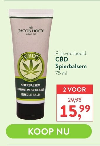 Holland & Barrett Jacob Hooy CBD Spierbalsem 75ml aanbieding