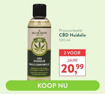 Holland & Barrett Jacob Hooy CBD Huidolie 100ml aanbieding