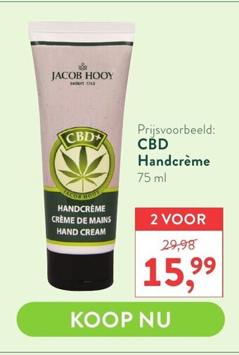 Holland & Barrett Jacob Hooy CBD Handcreme 75ml aanbieding