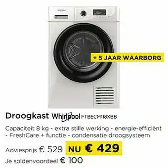 Molecule Whirlpool droogkast ftbecm118xbb aanbieding