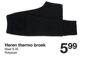 Zeeman Heren thermo broek maat s-xl aanbieding