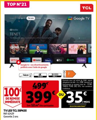 Auchan TV LED TCL 58P635 aanbieding