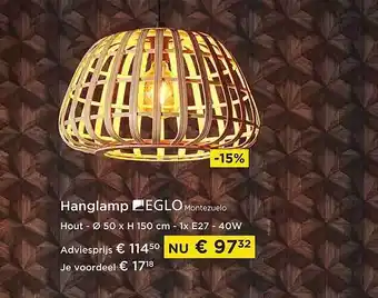 Molecule Hanglamp eglo montezuelo aanbieding