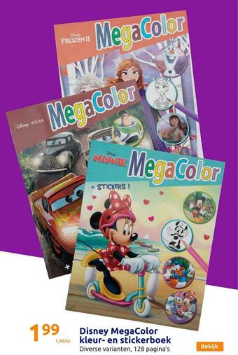 Action Disney megacolor kleur en stickerboek aanbieding
