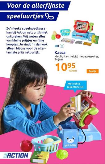 Action Kassa met licht en geluid, met accessoires aanbieding
