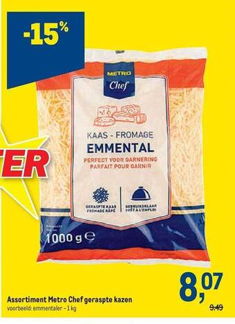 Makro Assortiment metro chef geraspte kazen aanbieding