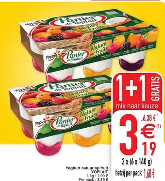 Cora Yoghurt natuur op fruit yoplait aanbieding