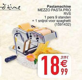 Cora Pastamachine mezzo pasta pro rvs aanbieding