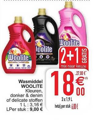 Cora Wasmiddel woolite aanbieding