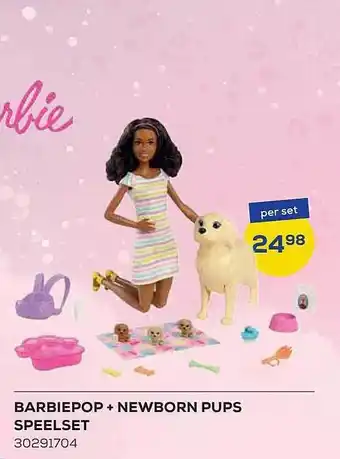 Barbiepop + newborn pups speelset