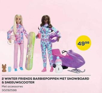 Supra Bazar 2 winter friends barbiepoppen met snowboard & sneeuwscooter aanbieding