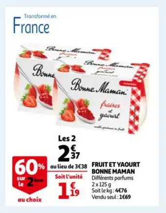 Auchan Fruit et yaourt bonne maman 2x125g aanbieding