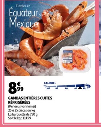 Auchan Gambas entieres cuites refrigerees aanbieding