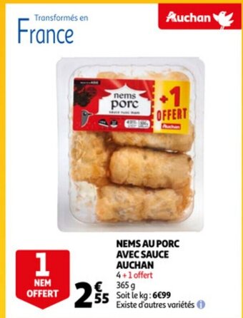 Auchan Nems au porc avec sauce auchan 4+1 offert 365g aanbieding
