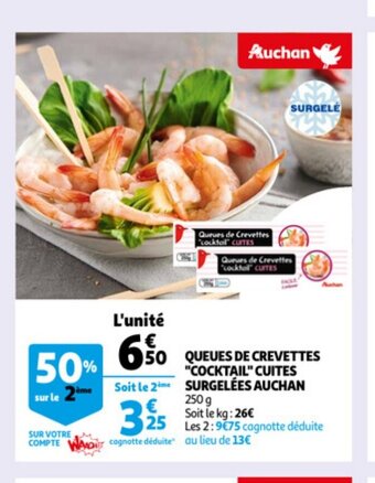 Auchan Queues de crevettes 'cocktail' cuites surgelees auchan 250g aanbieding